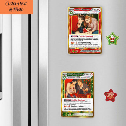 Custom Photo Family  Amine Christmas Poke Card Magnet,Custom Photo Fridge Magnet for Xmas Day, Christmas Family Gift,...