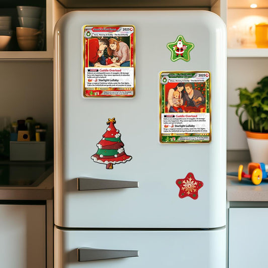 Custom Photo Family  Amine Christmas Poke Card Magnet,Custom Photo Fridge Magnet for Xmas Day, Christmas Family Gift,...