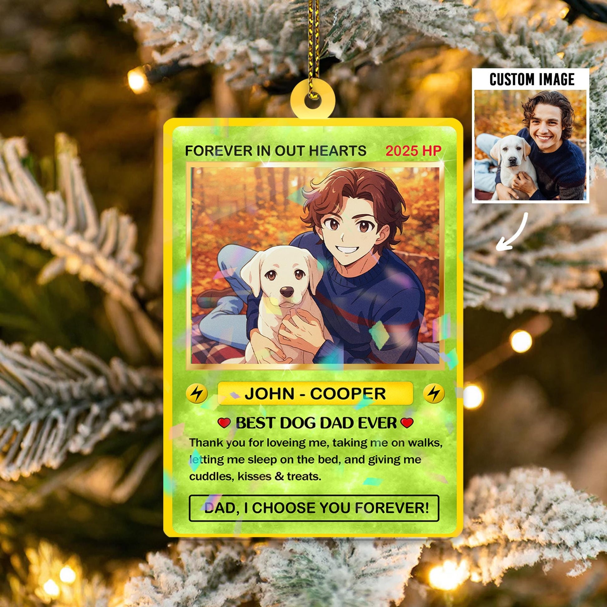 Personalized Pet Lover Gift Trading Card Style Ornaments, Custom Anime Pet Photo Acrylic Plaque, Anime Style Card, Cu...