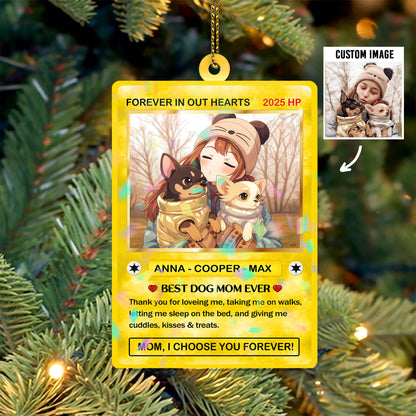 Personalized Pet Lover Gift Trading Card Style Ornaments, Custom Anime Pet Photo Acrylic Plaque, Anime Style Card, Cu...