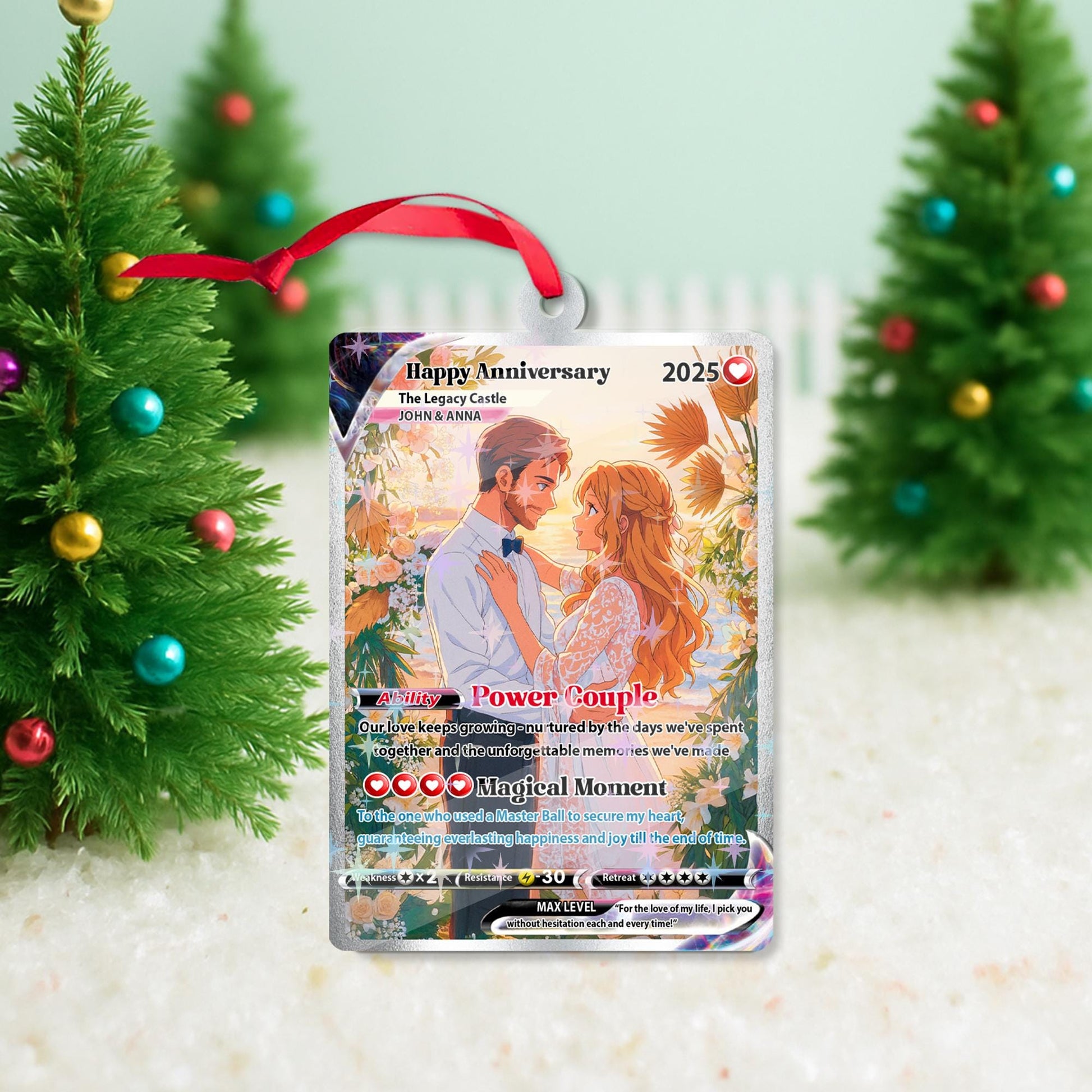 Custom Photo Anime Gift for Couple Card Ornament, Personalized Photo Card Keepsake, Couples Christmas Gift, Wedding G...