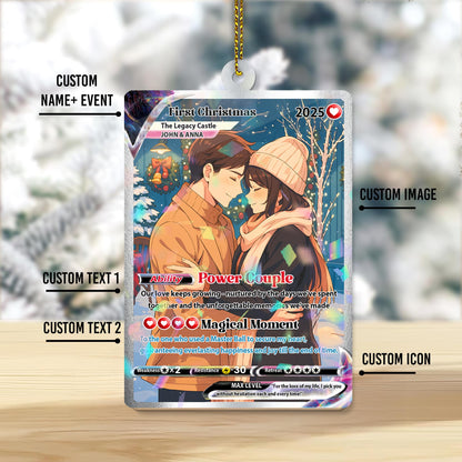 Custom Photo Anime Gift for Couple Card Ornament, Personalized Photo Card Keepsake, Couples Christmas Gift, Wedding G...