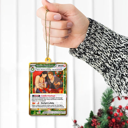 Custom Photo Family Anime Merry Christmas Tree Hanging Card, Personalized Holiday Photo Keepsake Gift For Family, Fam...