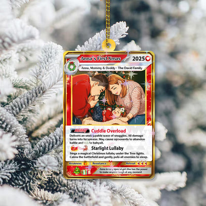 Custom Photo Family Anime Merry Christmas Tree Hanging Card, Personalized Holiday Photo Keepsake Gift For Family, Fam...