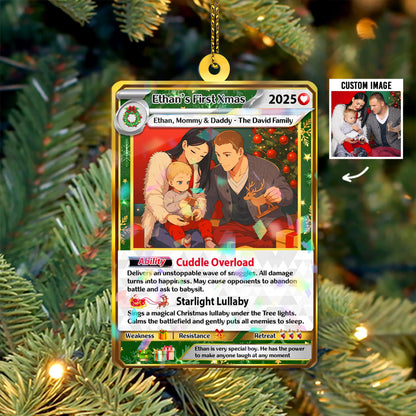 Custom Photo Family Anime Merry Christmas Tree Hanging Card, Personalized Holiday Photo Keepsake Gift For Family, Fam...