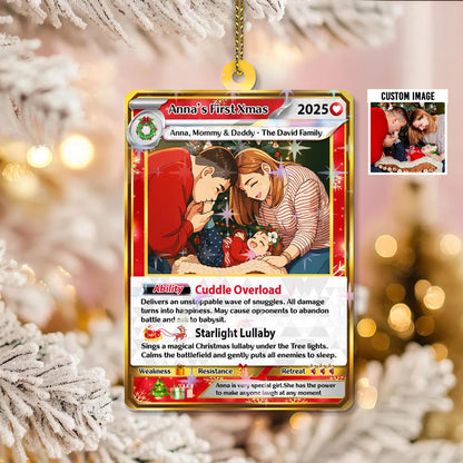 Custom Photo Family Anime Merry Christmas Tree Hanging Card, Personalized Holiday Photo Keepsake Gift For Family, Fam...