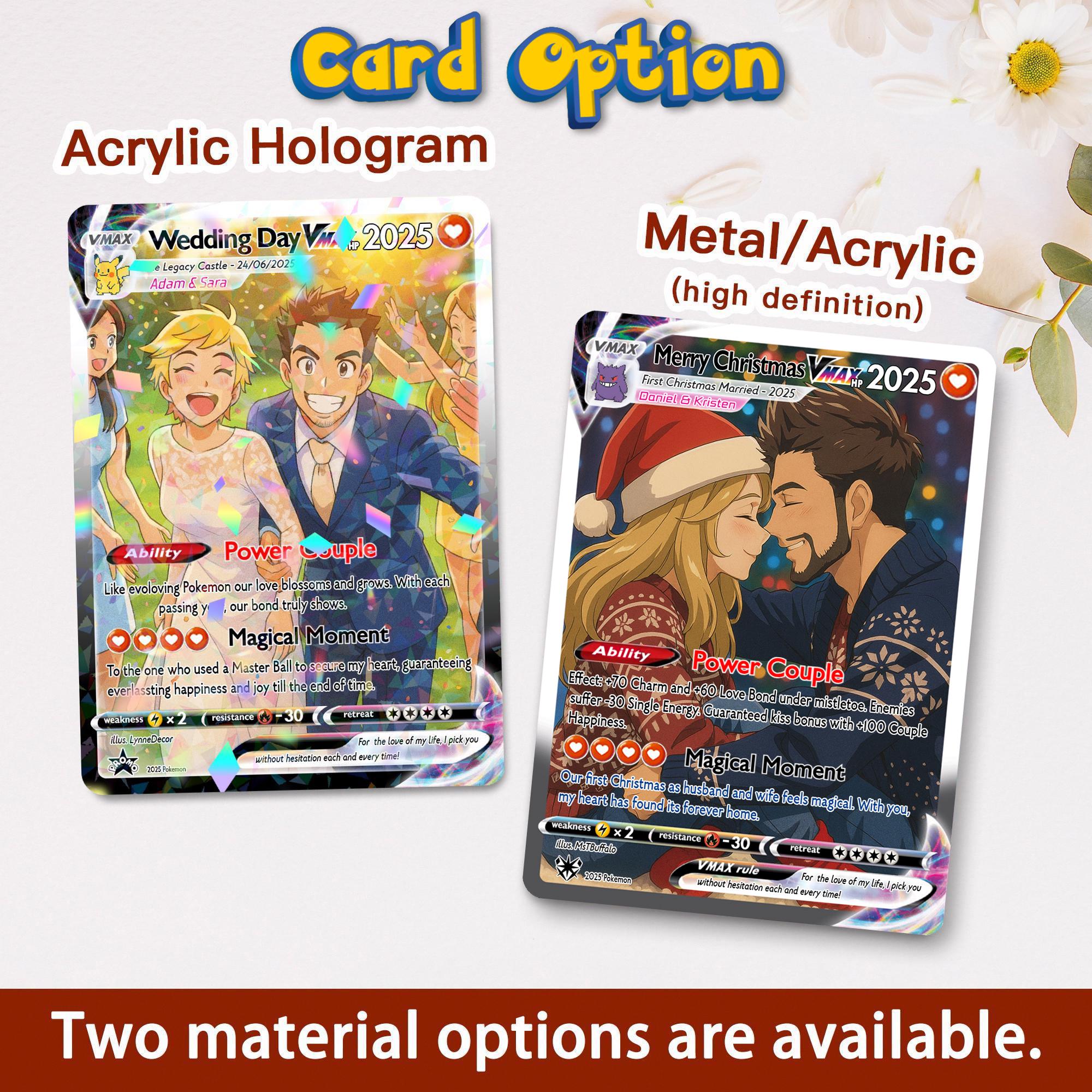 Personalized Pokemon Anniversary Card, Custom Photo Acrylic Plaque, Anime Wedding Card, Anniversary Gift, Gift for Him, Valentine's Day Gift