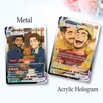 Personalized Anniversary Card, Custom Photo Pokemon Card, LGBT Couple Gift, Anime Wedding Card, Custom Card for Coupl...