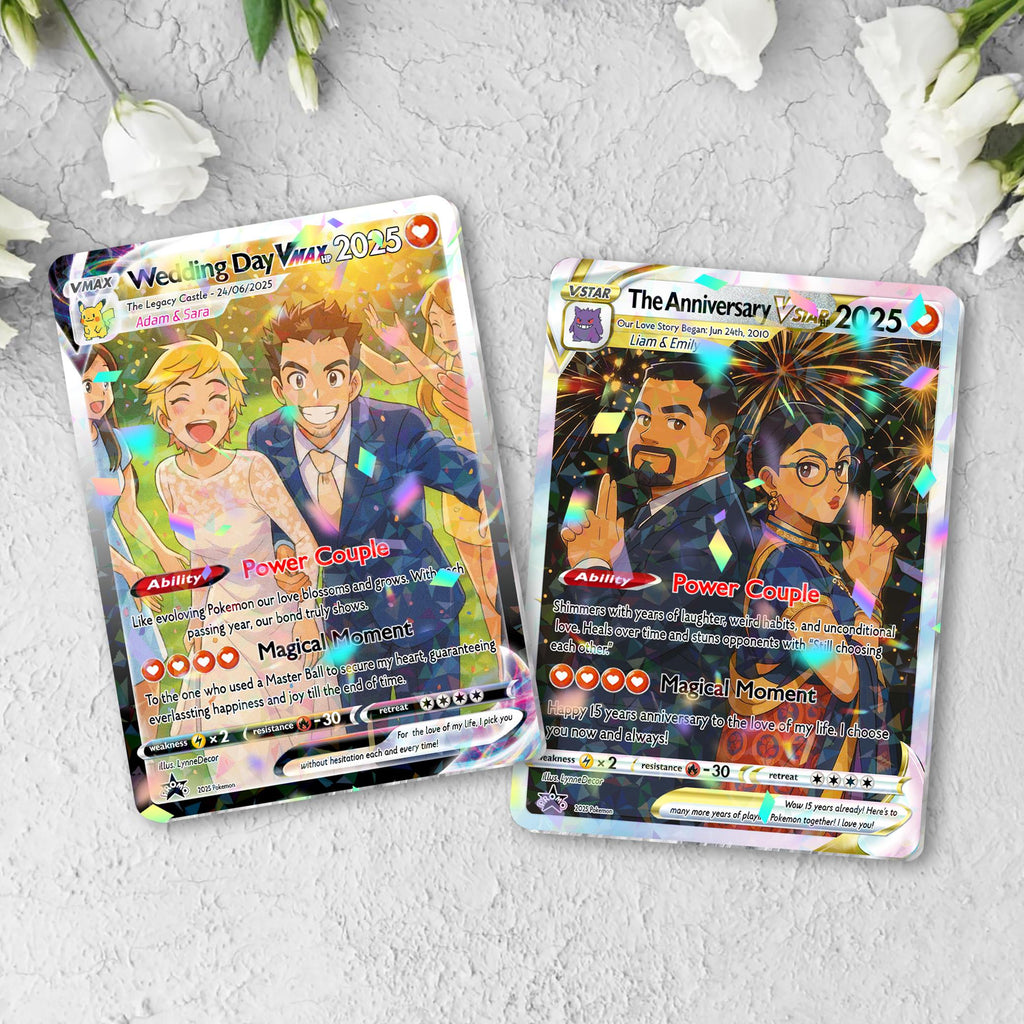 Personalized Pokemon Anniversary Card, Custom Anime Photo Wedding Card, Gift For Couple, Gift for Him, Engagement Gift, Valentine's Day Gift
