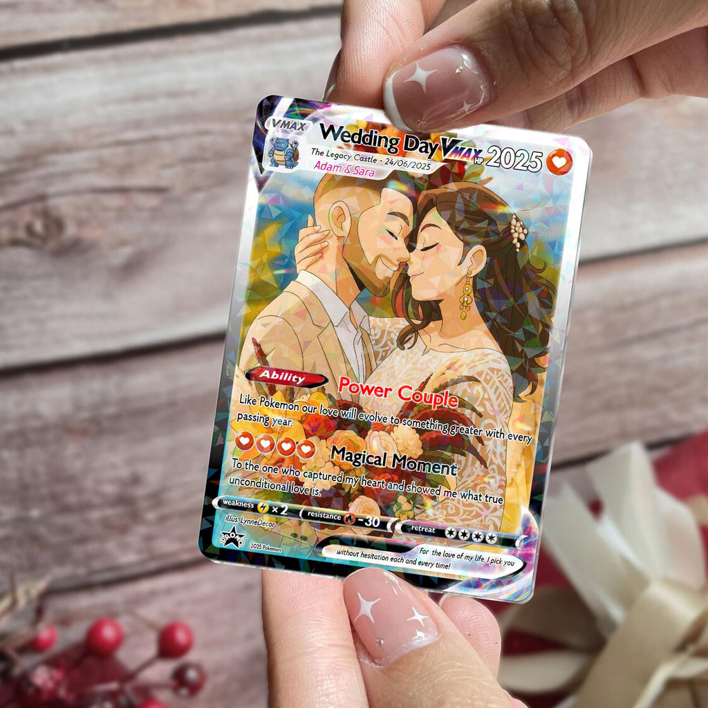 Personalized Pokemon Anniversary Card, Custom Anime Photo Wedding Card, Gift For Couple, Gift for Him, Engagement Gift, Valentine's Day Gift