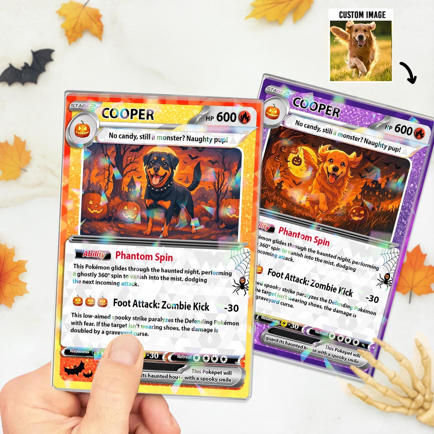 Customize Anime Acrylic Hologram PokePet Halloween Card,Personalized PokePet Trading Card, Unique Keepsake for Dogs,G...