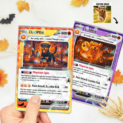 Customize Anime Acrylic Hologram PokePet Halloween Card,Personalized PokePet Trading Card, Unique Keepsake for Dogs,G...