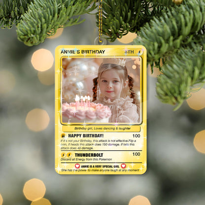 Personalized Poke Birthday Holographic Style Portrait, Poke Happy Birthday Trading Card, Anime Style Card, Unique Bir...