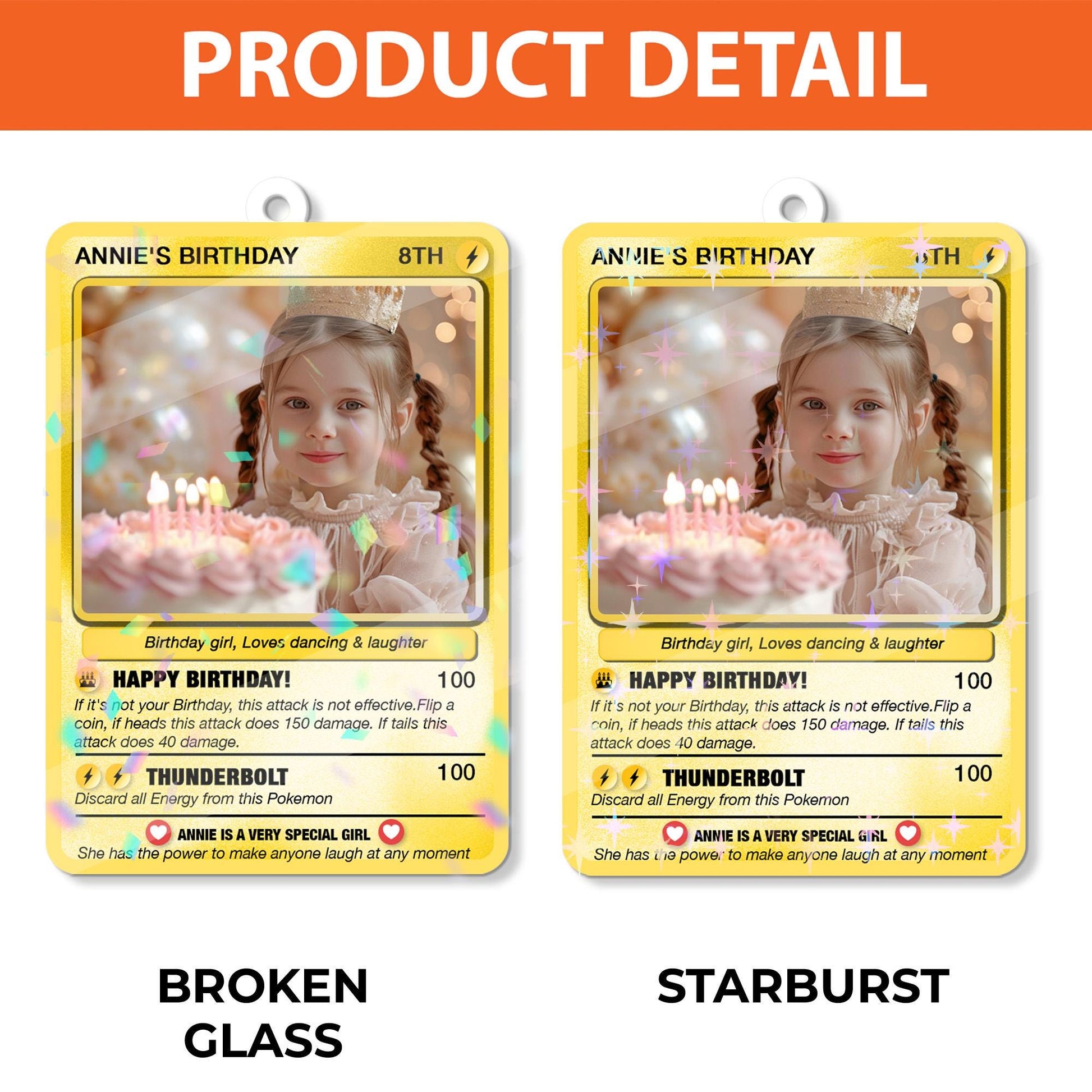 Personalized Poke Birthday Holographic Style Portrait, Poke Happy Birthday Trading Card, Anime Style Card, Unique Bir...