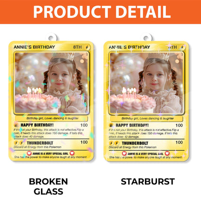 Personalized Poke Birthday Holographic Style Portrait, Poke Happy Birthday Trading Card, Anime Style Card, Unique Bir...