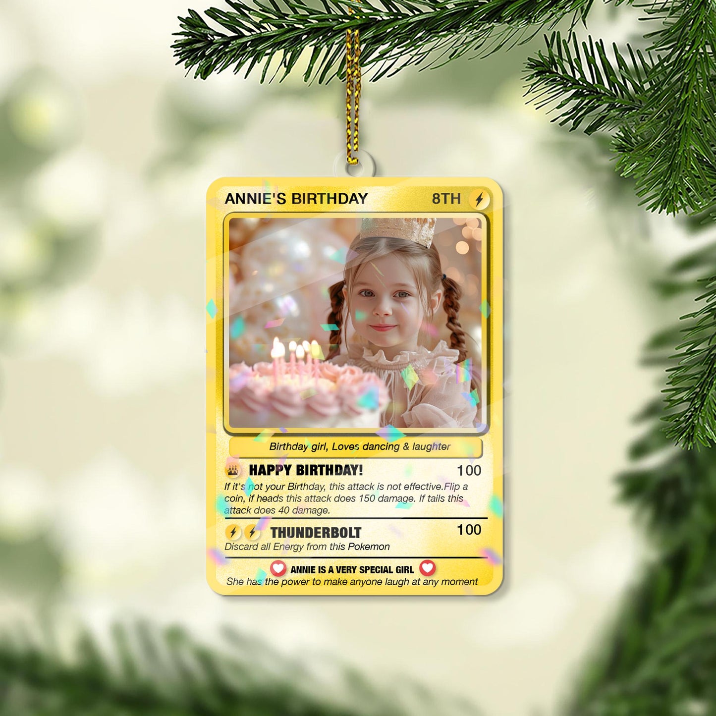 Personalized Poke Birthday Holographic Style Portrait, Poke Happy Birthday Trading Card, Anime Style Card, Unique Bir...