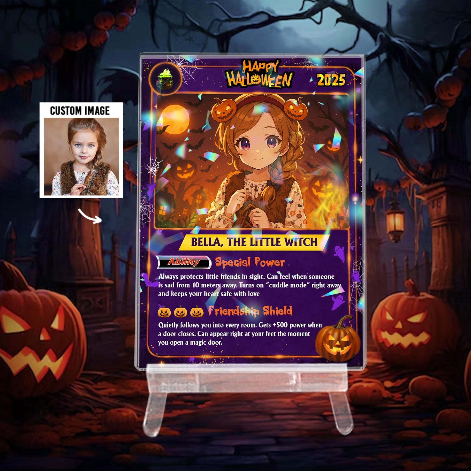 Custom Photo Anime PokeCard Halloween Gift for Couple, Personalized Family Trading Card,  Wedding Gift, Newlywed Gift...