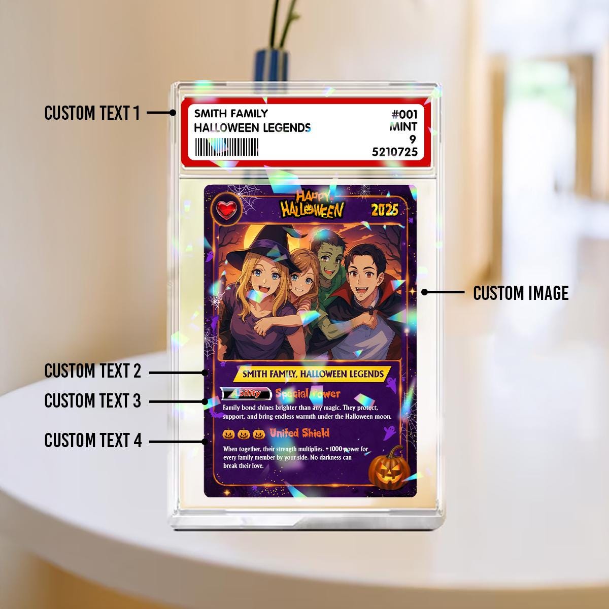 Custom Cartoon Style Anime Trading Card With Photo, Poke Halloween Photo Anime Gift for Family, Love Trading Card, Un...
