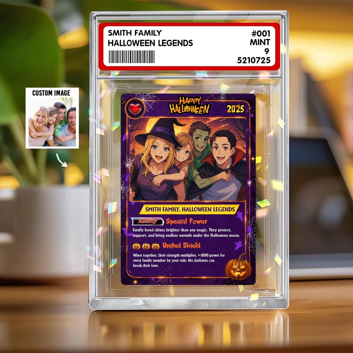 Custom Cartoon Style Anime Trading Card With Photo, Poke Halloween Photo Anime Gift for Family, Love Trading Card, Un...