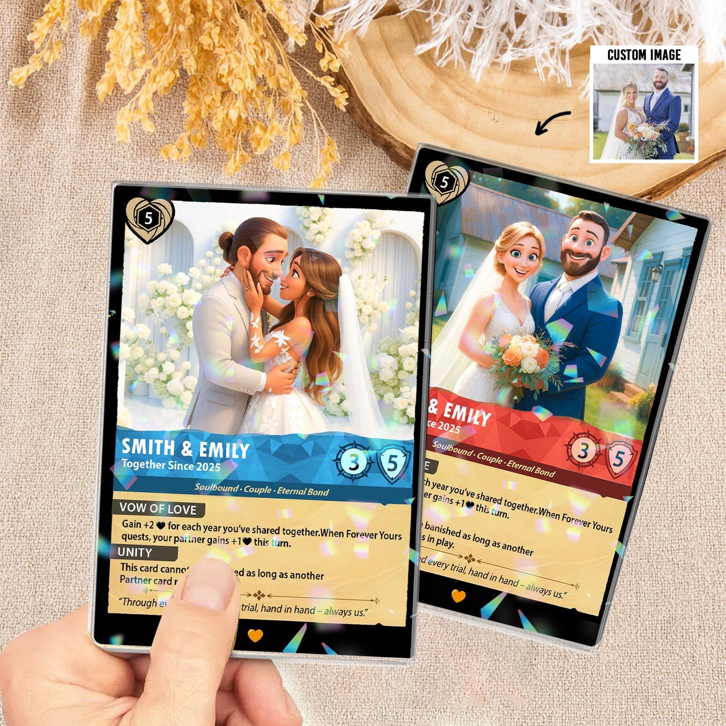 Personalized Poke Couple Anniversary Trading Card, Romantic wedding Card, Couple Acrylic Game Card, Anime Wedding Car...
