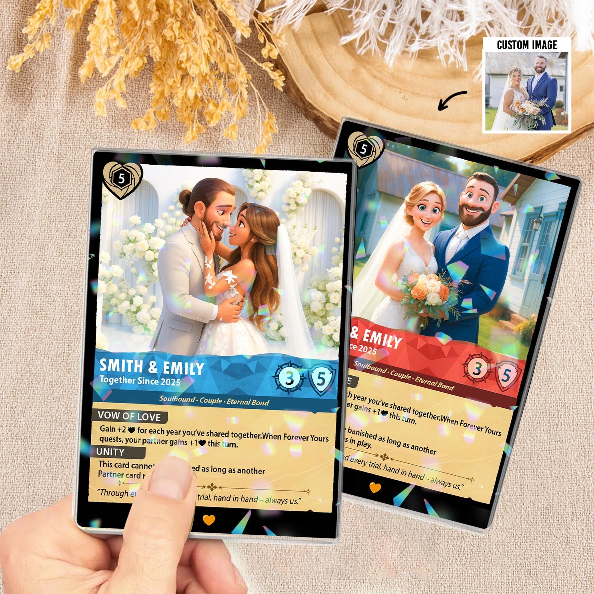 Personalized Poke Couple Anniversary Trading Card, Romantic wedding Card, Couple Acrylic Game Card, Anime Wedding Car...