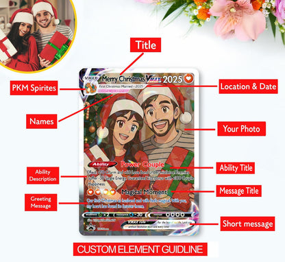 Personalized Pokemon Holiday Card, Custom Photo Anniversary Card, Birthday Wedding Day Couple Engagement, Holiday Gif...