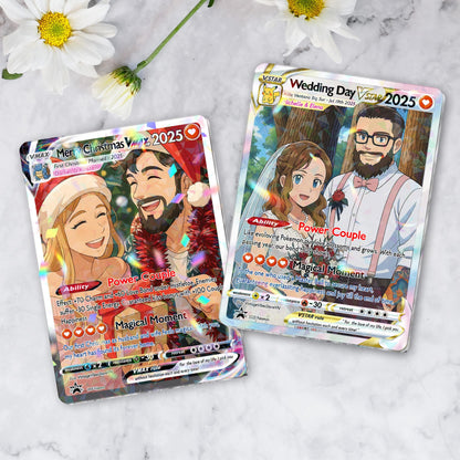 Personalized Pokemon Holiday Card, Custom Photo Anniversary Card, Birthday Wedding Day Couple Engagement, Holiday Gif...
