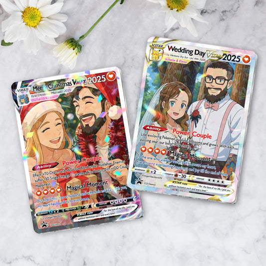 Personalized Pokemon Holiday Card, Custom Photo Anniversary Card, Birthday Wedding Day Couple Engagement, Holiday Gif...