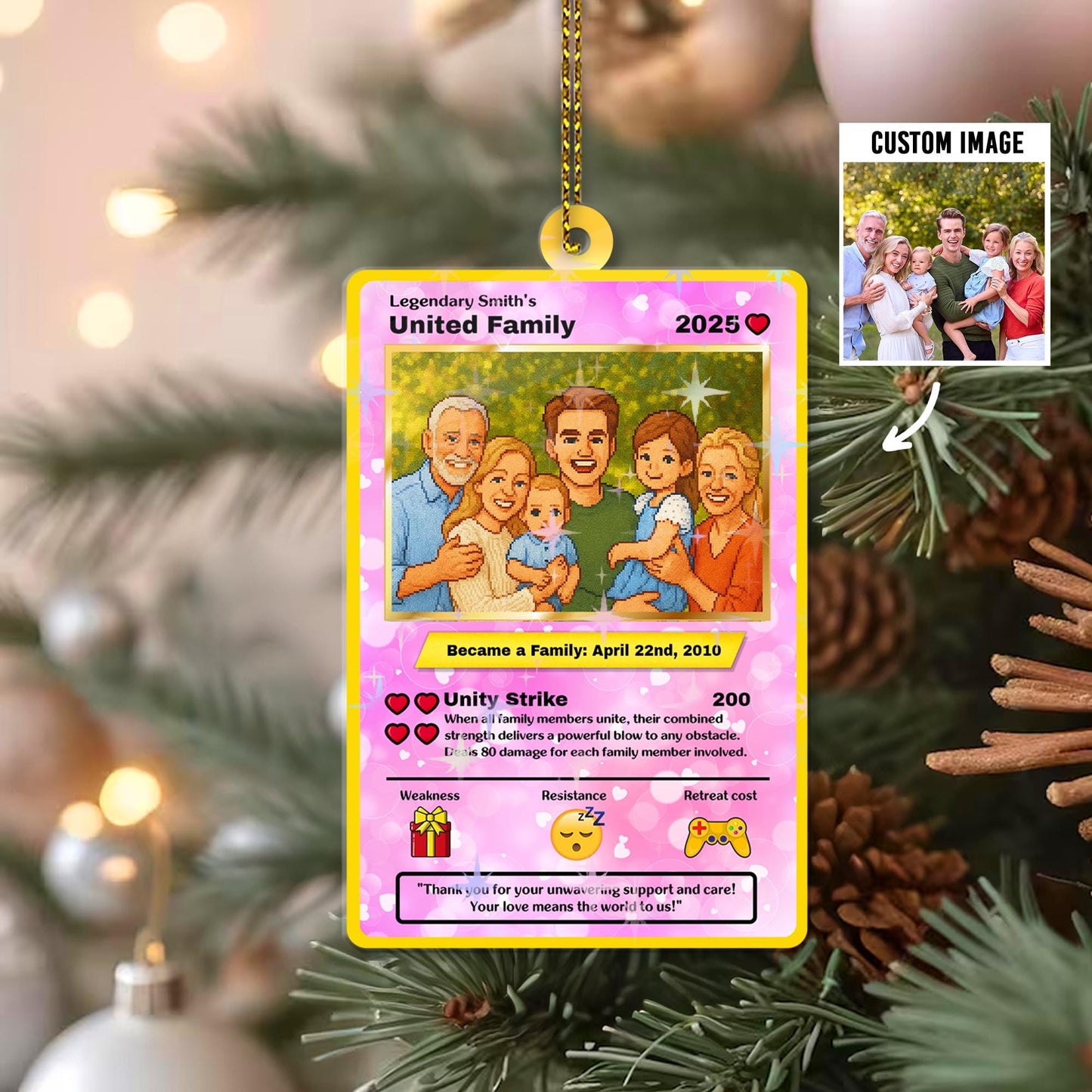 Personalized Family Anime Portrait Poke Ornament, Custom Cartoon Style Anime Poke Card With Photo, Photo Anime Card, ...