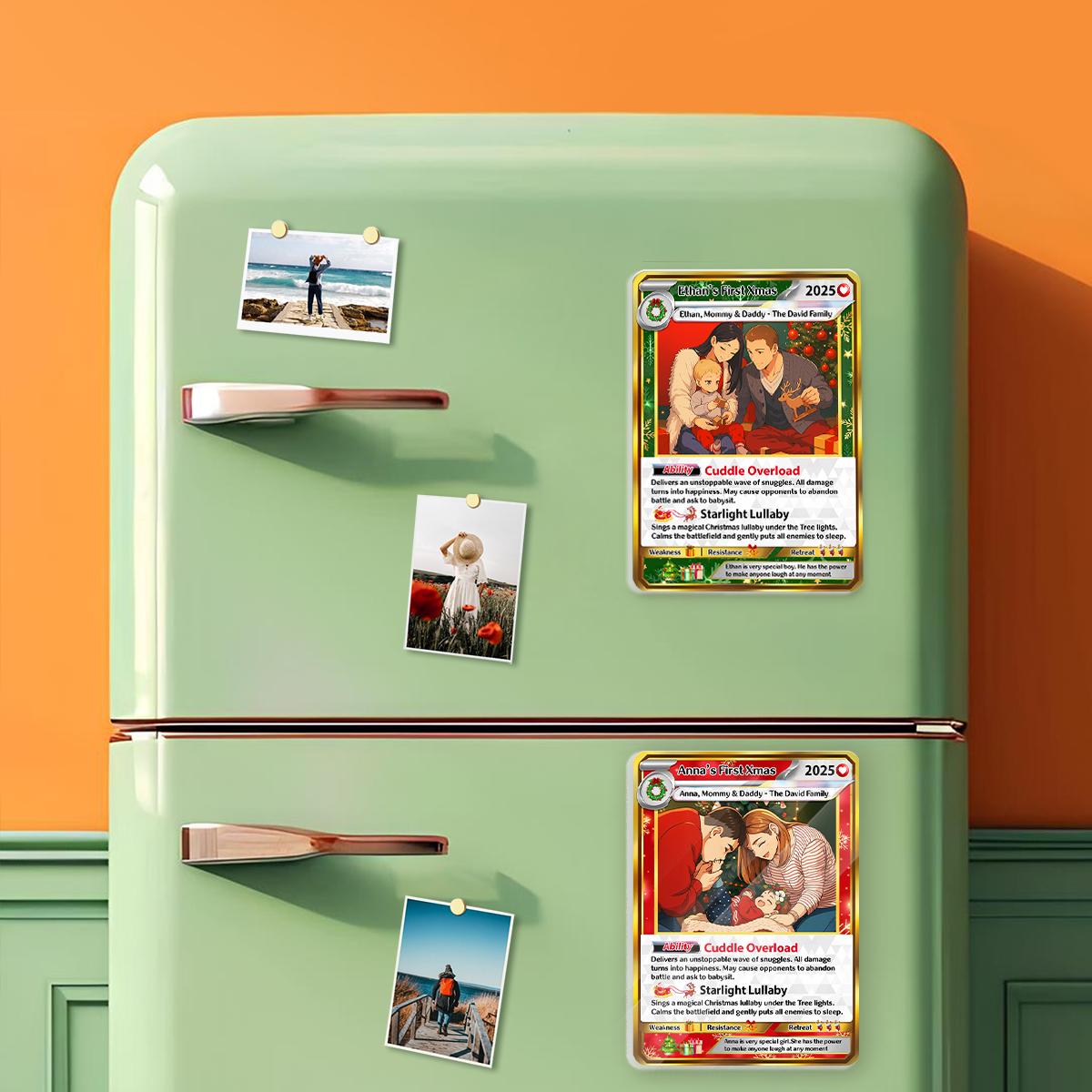 Custom Photo Family  Amine Christmas Poke Card Magnet,Custom Photo Fridge Magnet for Xmas Day, Christmas Family Gift,...