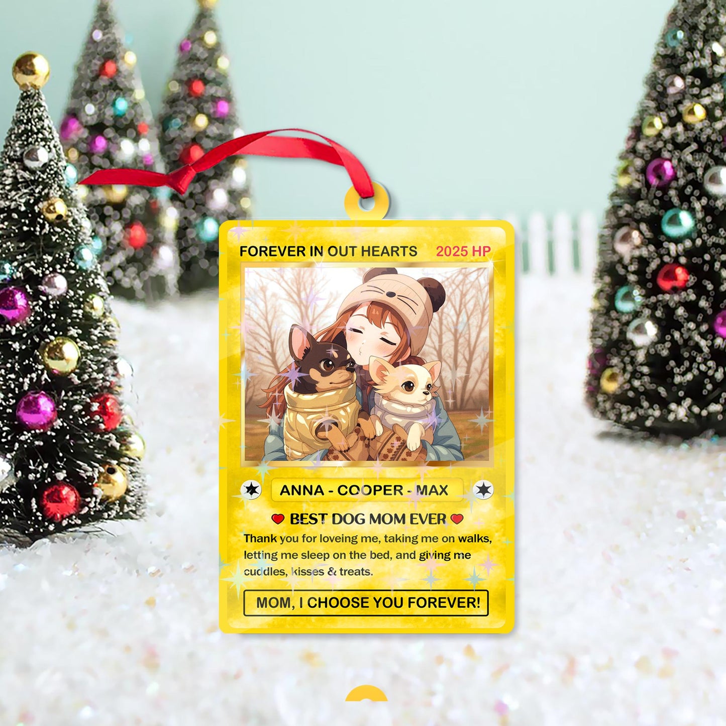 Personalized Pet Lover Gift Trading Card Style Ornaments, Custom Anime Pet Photo Acrylic Plaque, Anime Style Card, Cu...