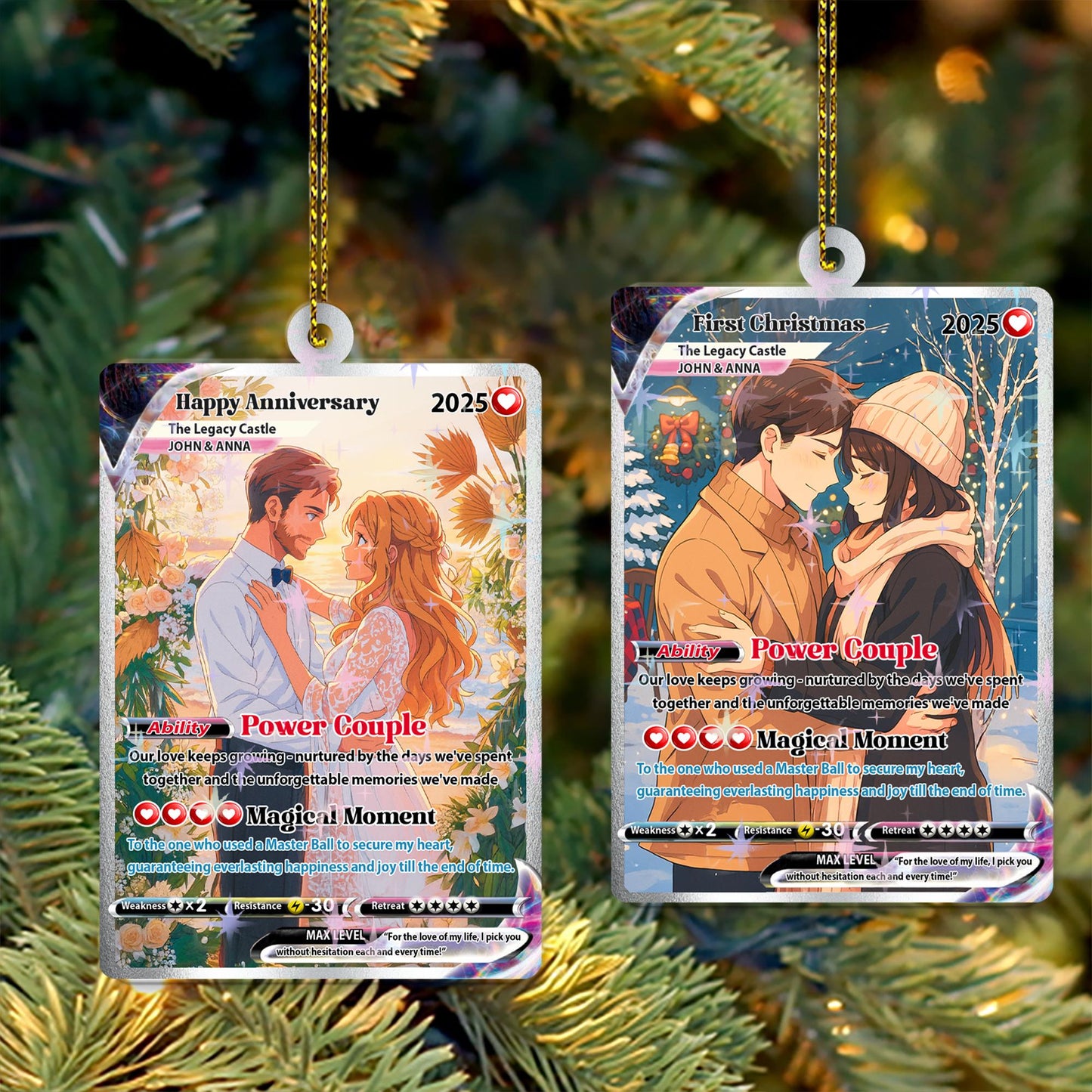 Custom Photo Anime Gift for Couple Card Ornament, Personalized Photo Card Keepsake, Couples Christmas Gift, Wedding G...