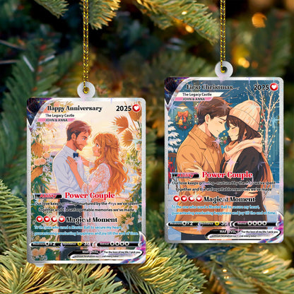 Custom Photo Anime Gift for Couple Card Ornament, Personalized Photo Card Keepsake, Couples Christmas Gift, Wedding G...