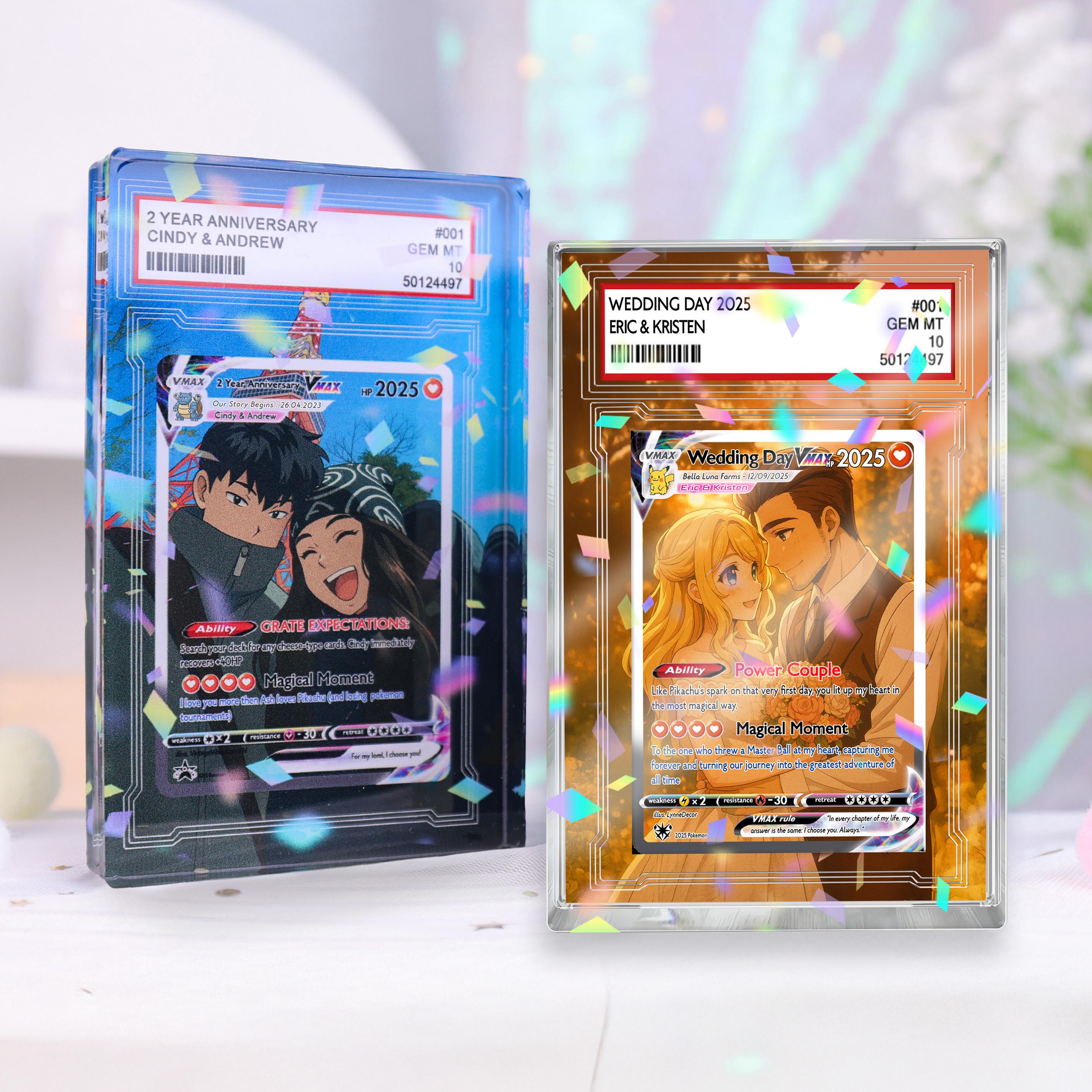 Personalized Pokemon Anniversary Card, Custom Photo Acrylic Plaque, Anime Wedding Card, Anniversary Gift, Gift for Him, Valentine's Day Gift