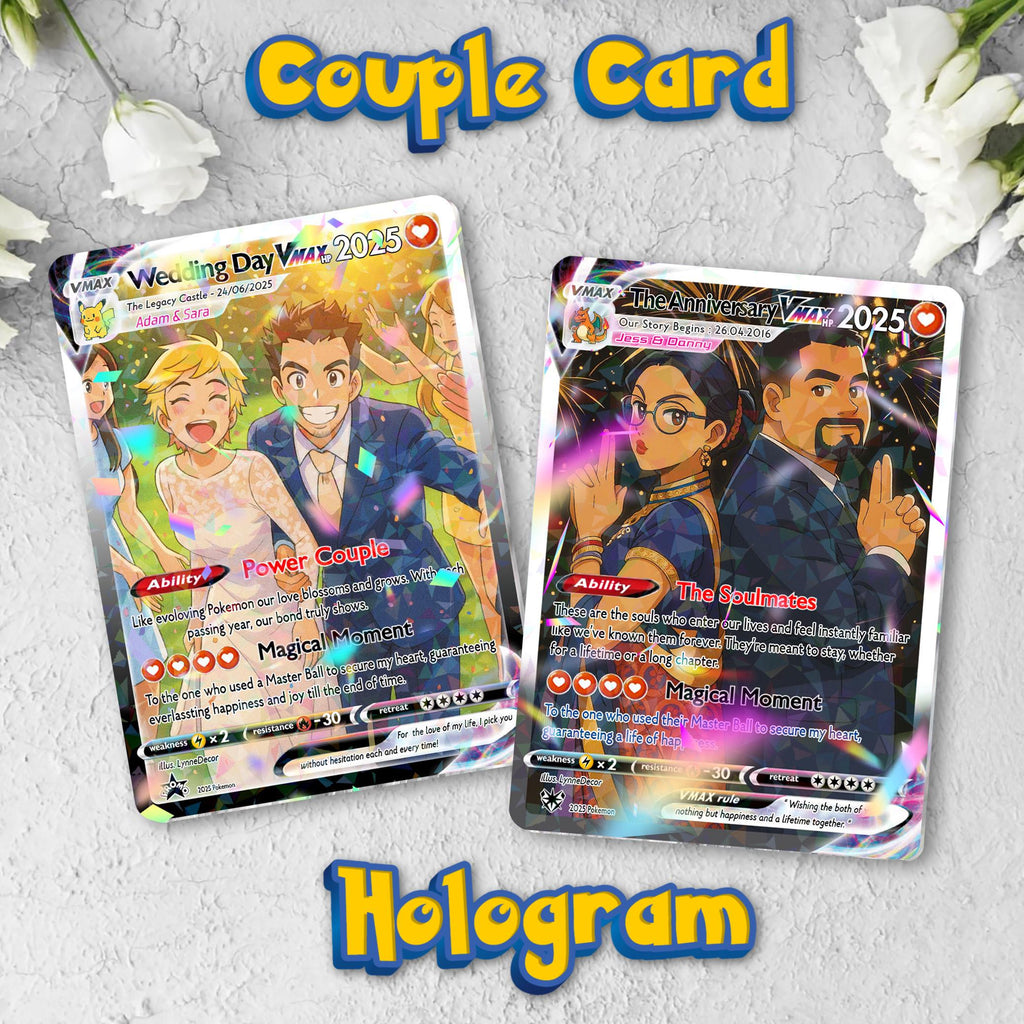 Personalized Pokemon Anniversary Card, Custom Photo Acrylic Plaque, Anime Wedding Card, Anniversary Gift, Gift for Him, Valentine's Day Gift