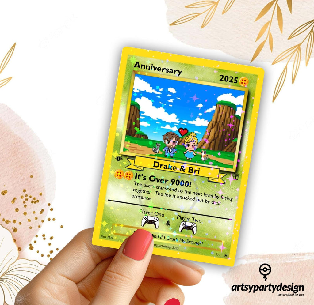 Custom Anniversary Card, Custom PokeCard, Valentines Day Gift , Proposal Card, Anniversary, Wedding Card, Anime Gift, Badman, DB Gift