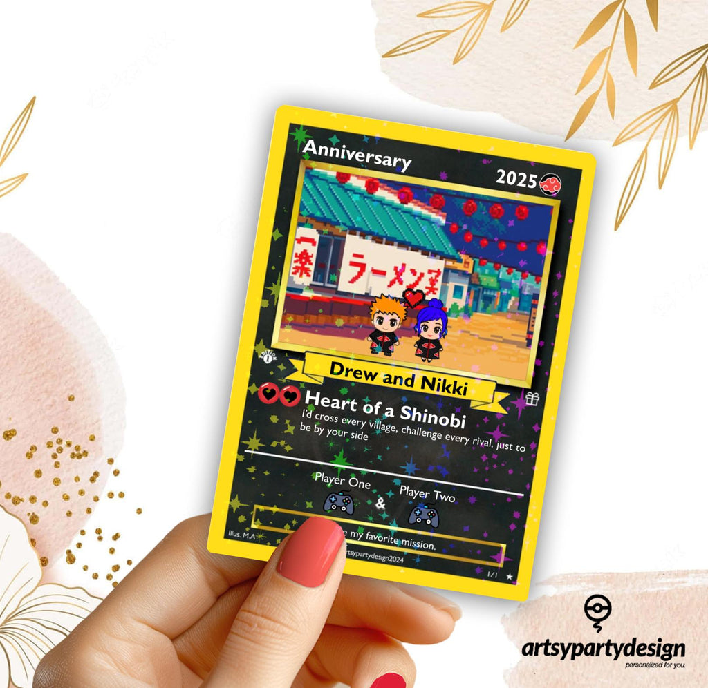 Custom Anniversary Card, Custom PokeCard, Valentines Day Gift , Proposal Card, Anniversary, Wedding Card, Anime Gift, Ninja anime