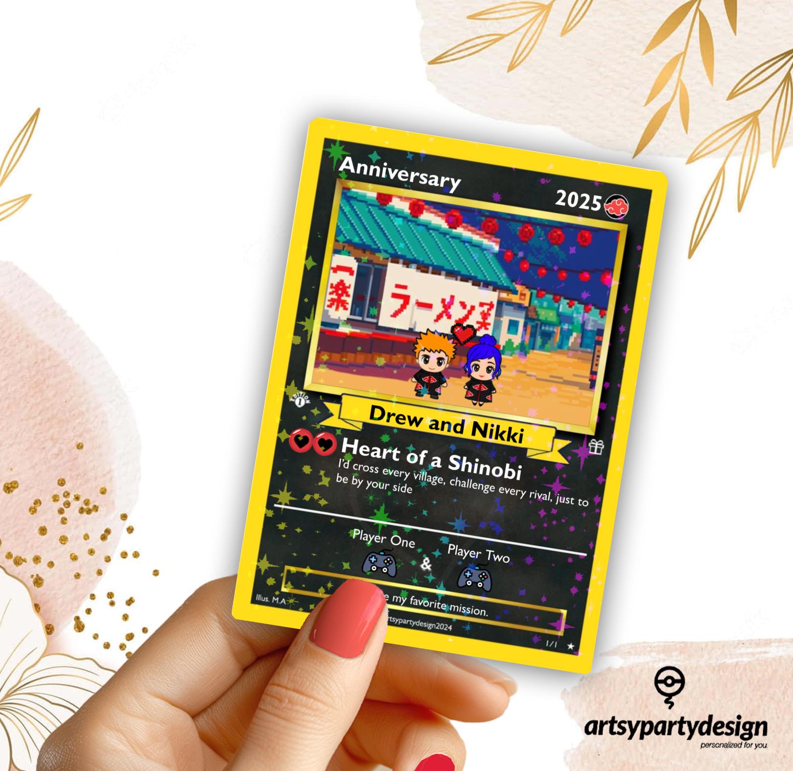 Custom Anniversary Card, Custom PokeCard, Valentines Day Gift , Proposal Card, Anniversary, Wedding Card, Anime Gift, Ninja anime