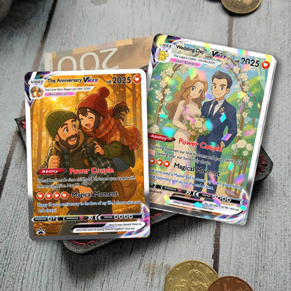 Personalized Anniversary Card, Custom Photo Pokemon Card, LGBT Couple Gift, Anime Wedding Card, Custom Card for Coupl...