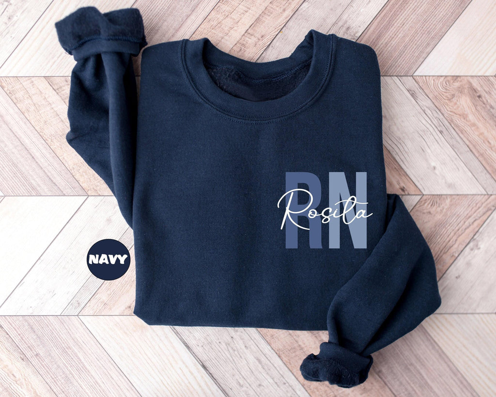 Custom Registered Nurse Sweatshirt With Name, Personalized RN Pocket Hoodie, Nurse Life Outfit, Nurse Appreciation Cl...