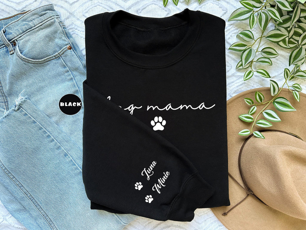Personalized Dog Mama Sweatshirt, Custom Dog Mom Hoodie, Dog Owner Outfit, Dog Mama Clothings, Dog Mom Birthday Gift,...