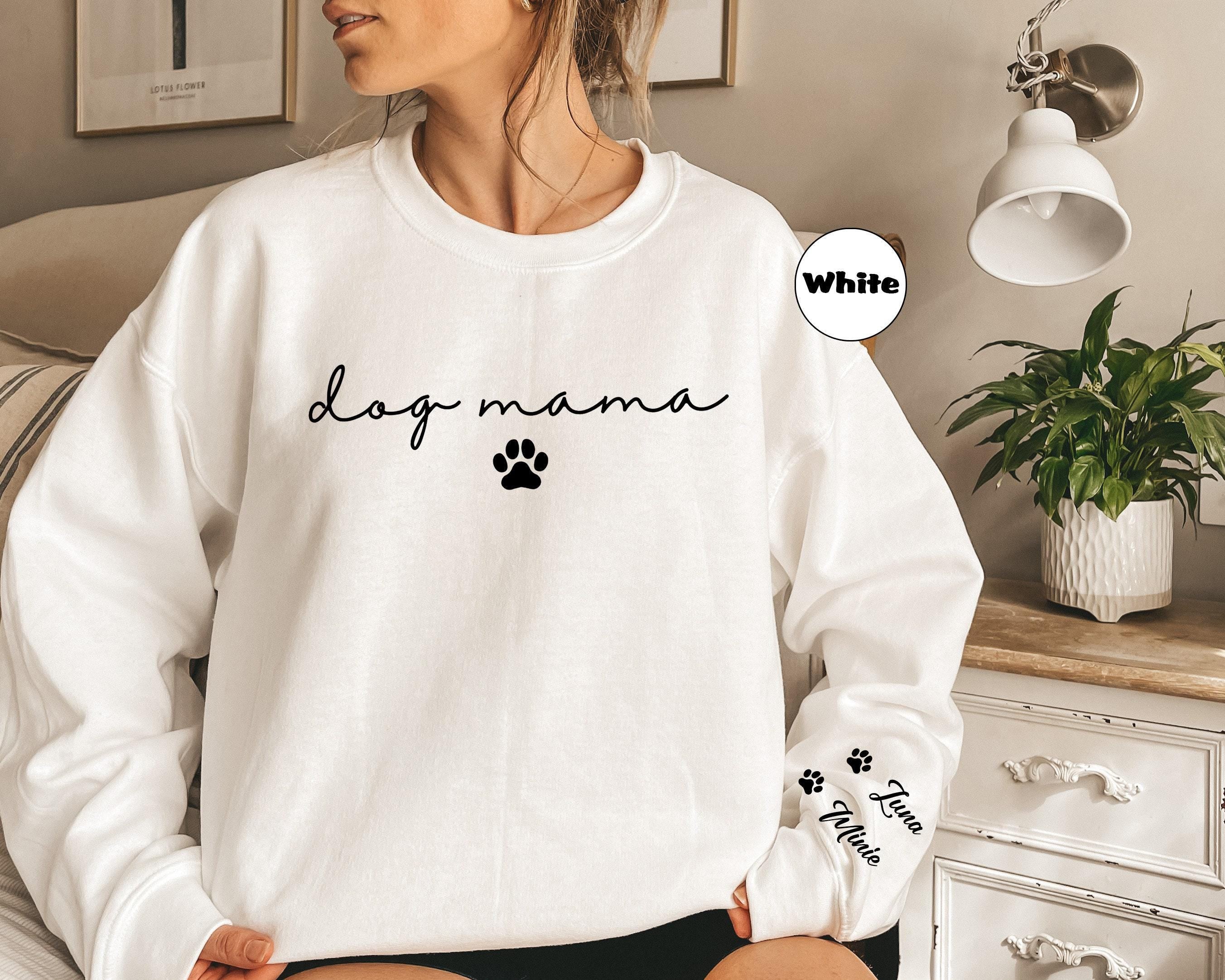 Personalized Dog Mama Sweatshirt, Custom Dog Mom Hoodie, Dog Owner Outfit, Dog Mama Clothings, Dog Mom Birthday Gift,...