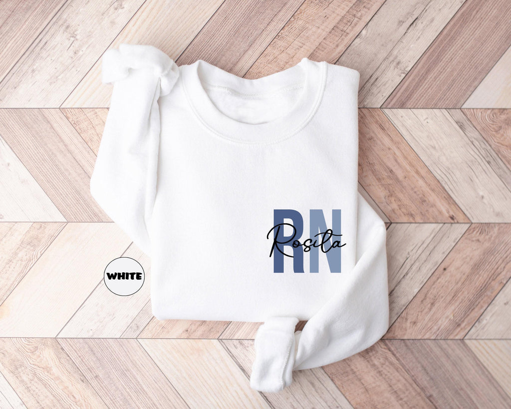 Custom Registered Nurse Sweatshirt With Name, Personalized RN Pocket Hoodie, Nurse Life Outfit, Nurse Appreciation Cl...