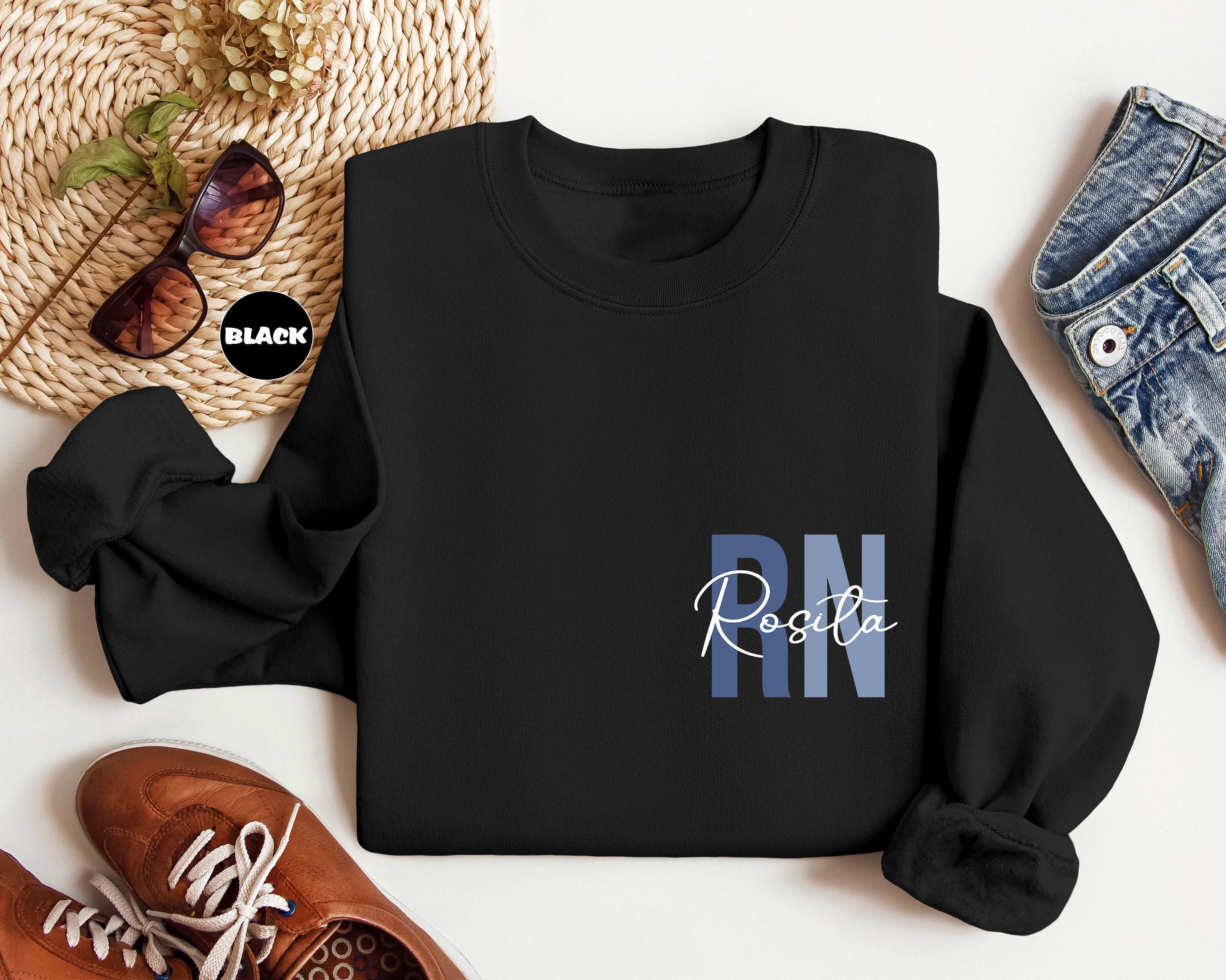 Custom Registered Nurse Sweatshirt With Name, Personalized RN Pocket Hoodie, Nurse Life Outfit, Nurse Appreciation Cl...
