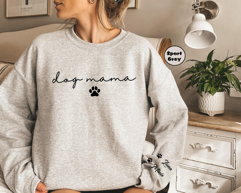 Personalized Dog Mama Sweatshirt, Custom Dog Mom Hoodie, Dog Owner Outfit, Dog Mama Clothings, Dog Mom Birthday Gift,...