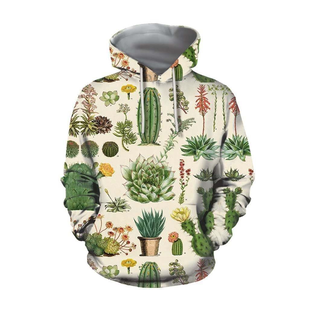 Cacti Cream Vintage Unisex 3D Hoodie All Over Print