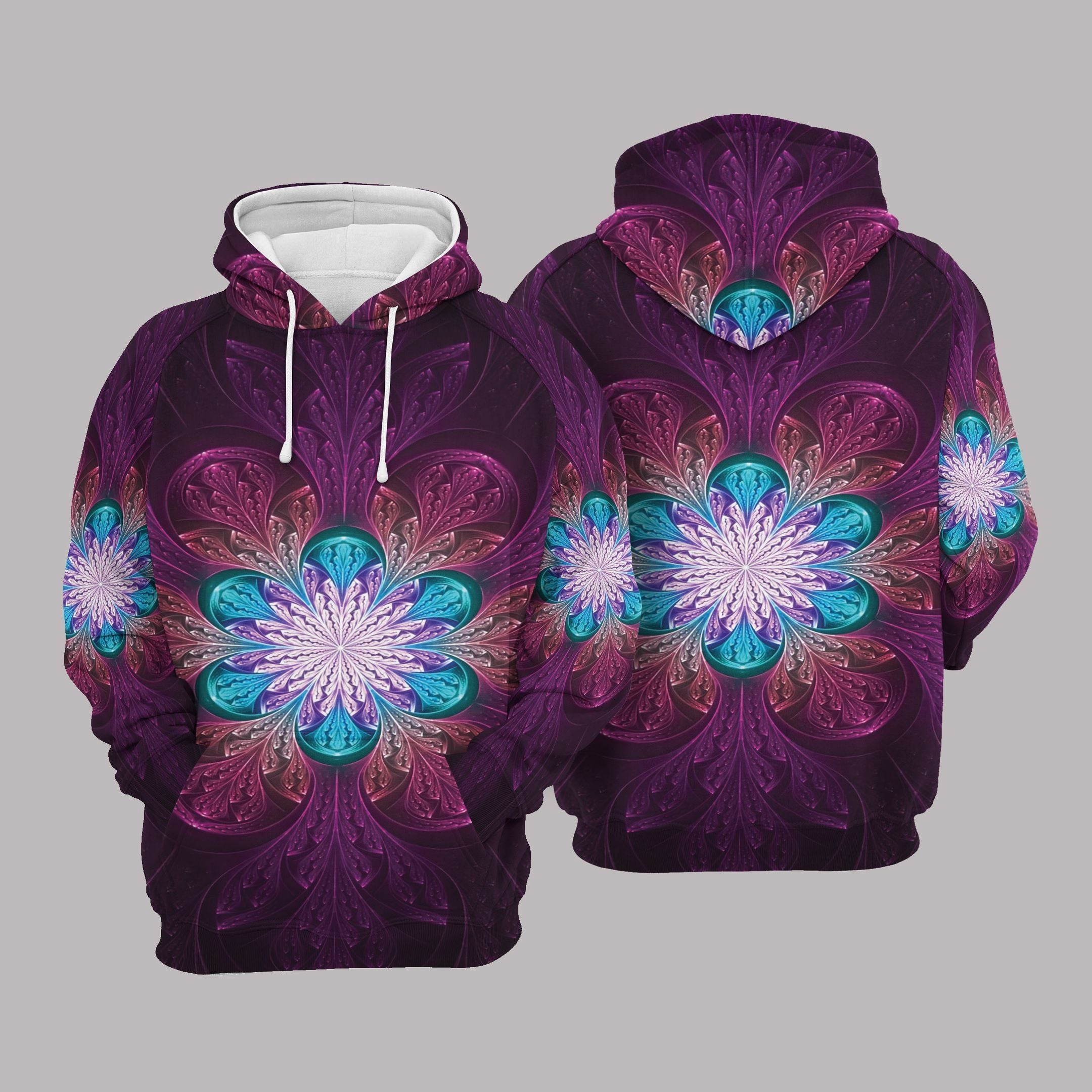 Fractal Purple High Quality Unisex 3D Hoodie All Over Print