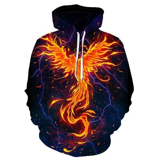Glorious Flying Phoenix Printing Pullover Unisex 3D Hoodie All Over Print