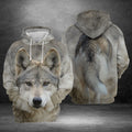 Funny Wolf Front And Back View Unisex 3D Hoodie All Over Print