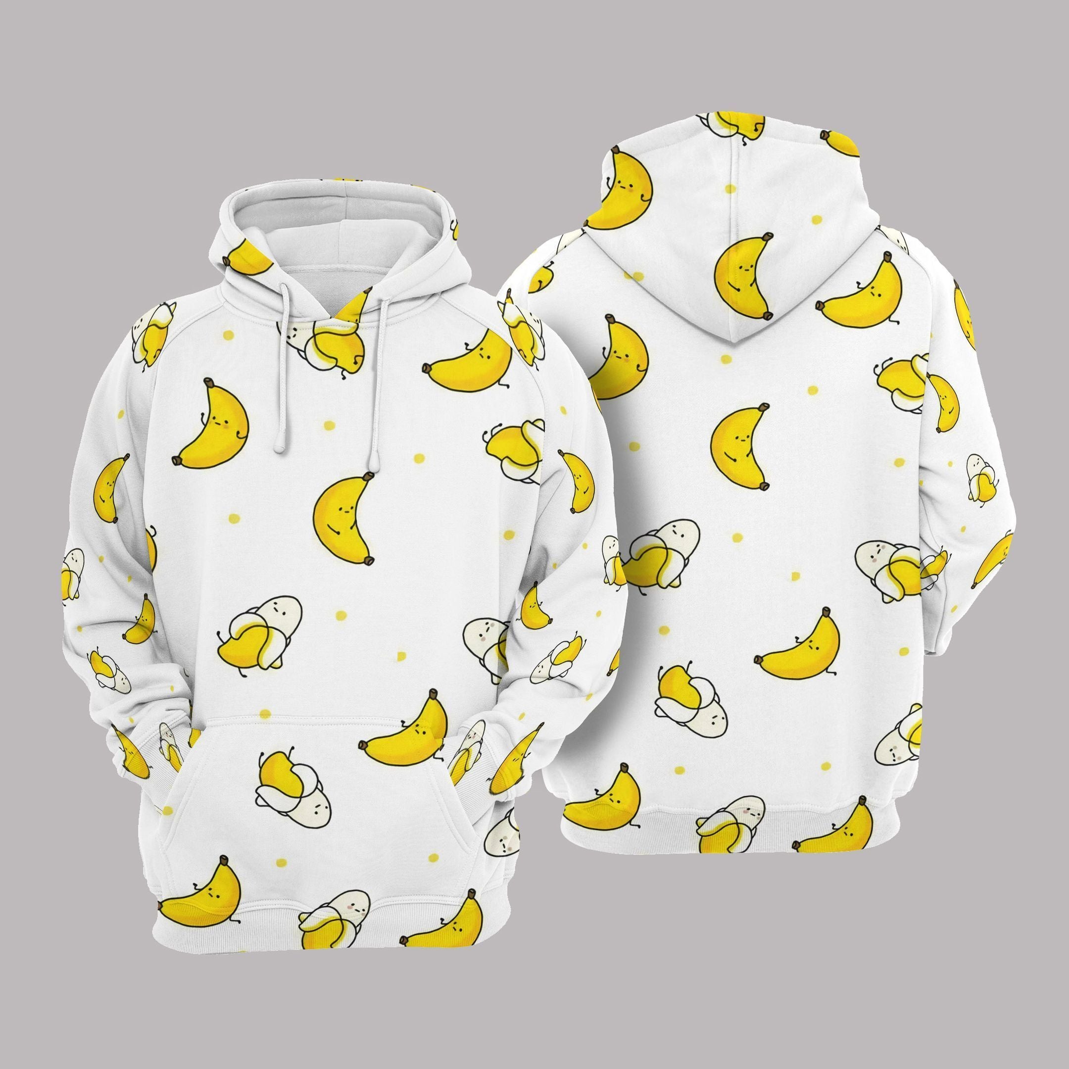 Cute Banana White Unisex 3D Hoodie All Over Print